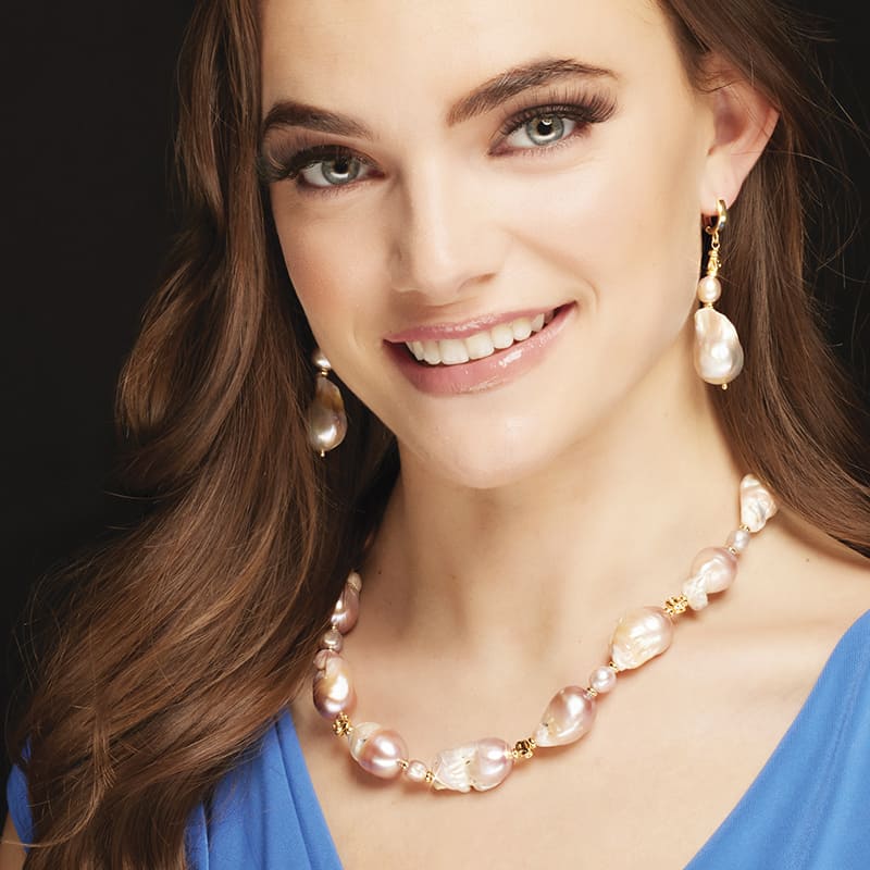 Pink Baroque Pearl Collection Earrings